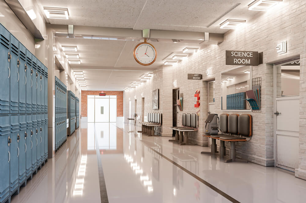 Fondale Dell'Armadietto Del Corridoio Della Scuola Superiore Dell'Aula RR6-32