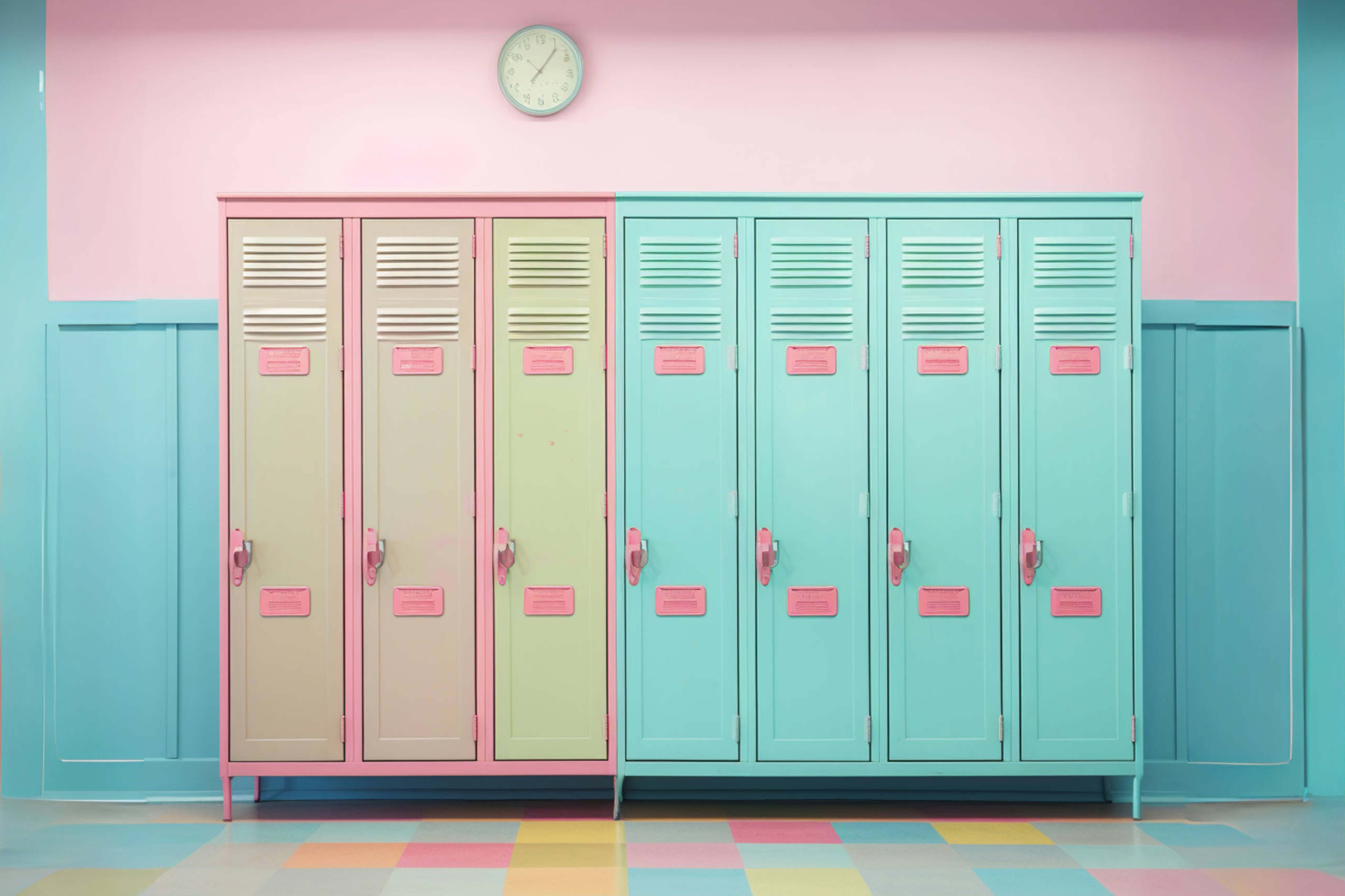 Sfondo Da Muro Con Armadietti Colorati Ritorno A Scuola RR6-38