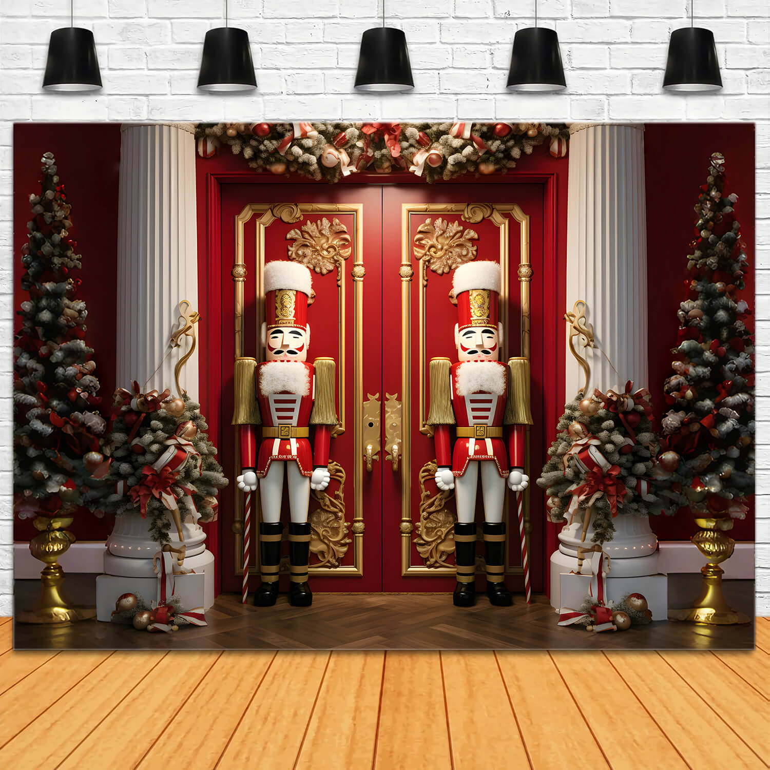 Sfondo Fotografico Per Porta Degli Alberi Di Natale Dello Schiaccianoci RR6-52