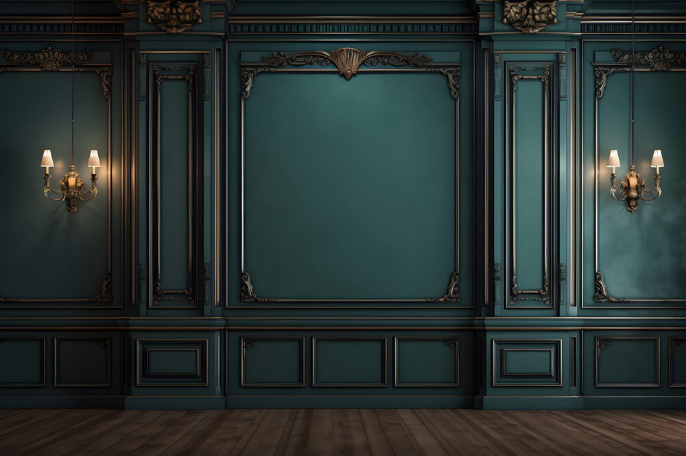 Sfondo Di Parete Verde Interna Della Stanza Vintage RR6-76