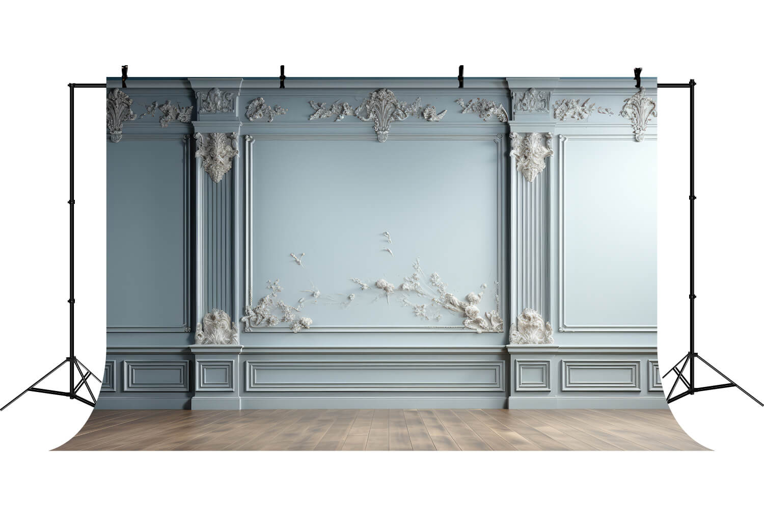 Sfondo Di Pavimento In Legno Da Parete Retro Chic Azzurro RR6-84