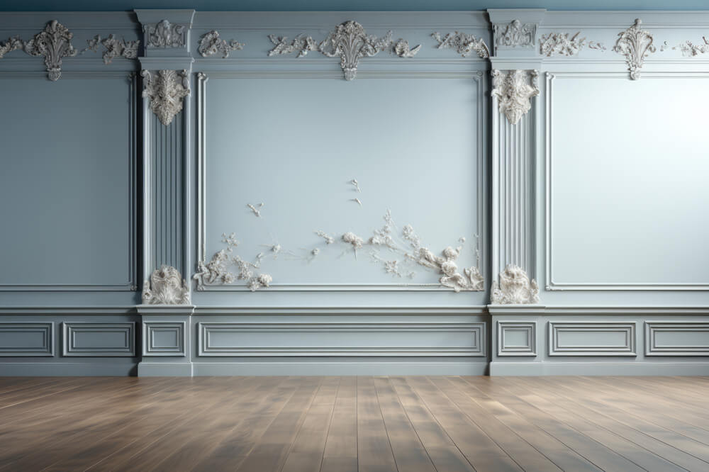 Sfondo Di Pavimento In Legno Da Parete Retro Chic Azzurro RR6-84