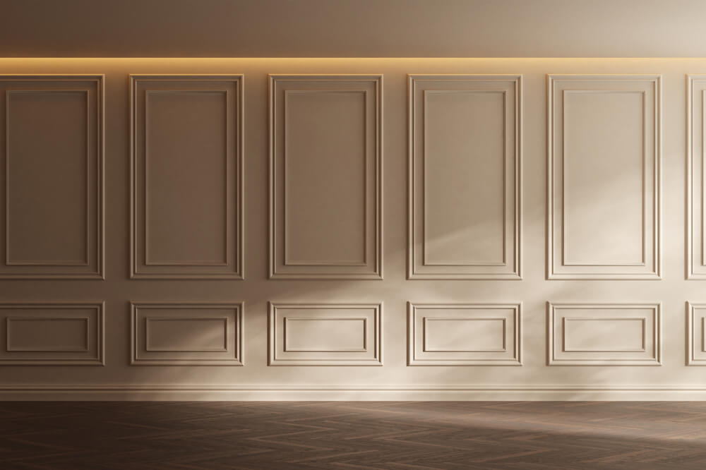 Sfondo Di Pavimento In Legno Con Parete Retro Stanza Vuota RR6-87