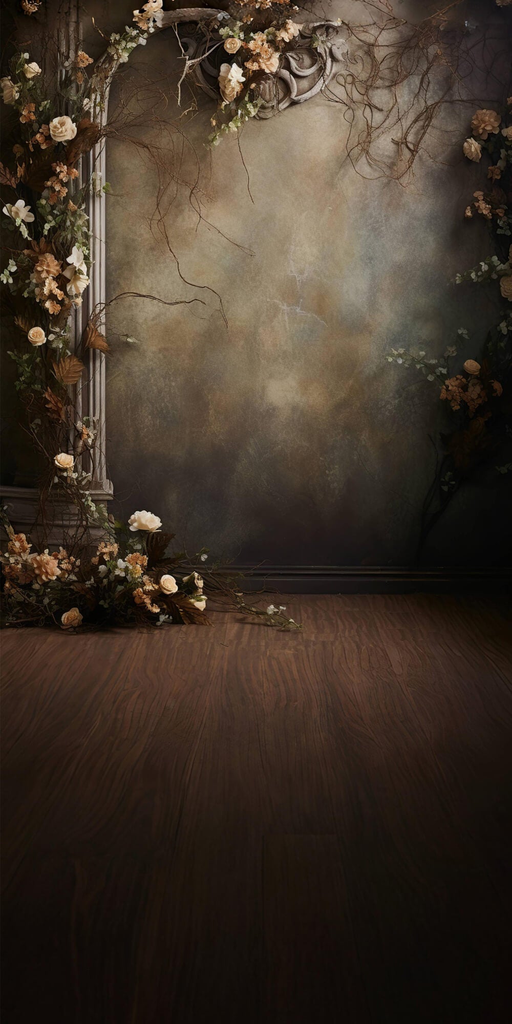 Sfondo Di Belle Arti Con Fiori Astratti Marroni RR6-93