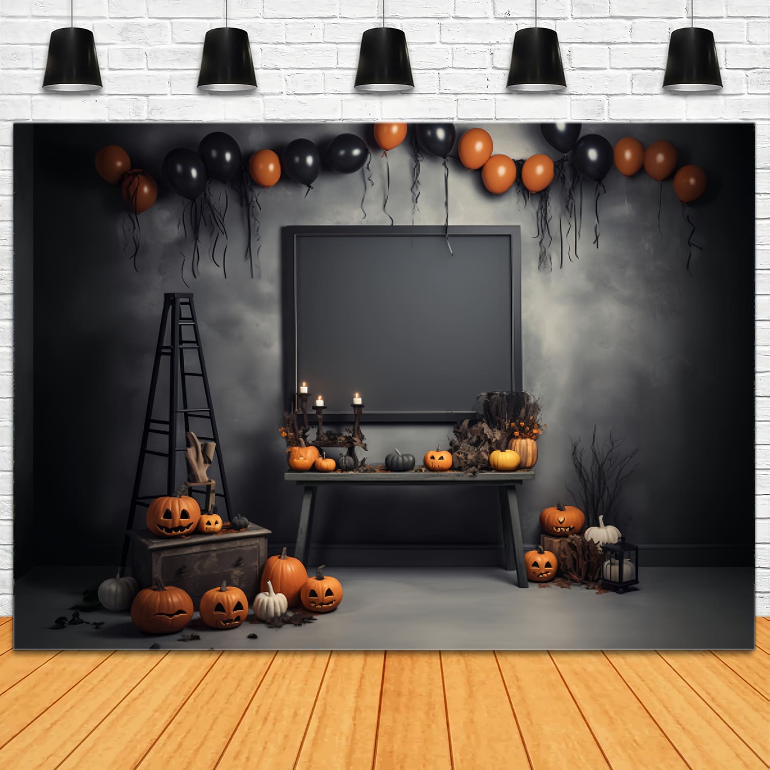 Sfondo Di Zucche In Camera Decorata Per Halloween RR7-103