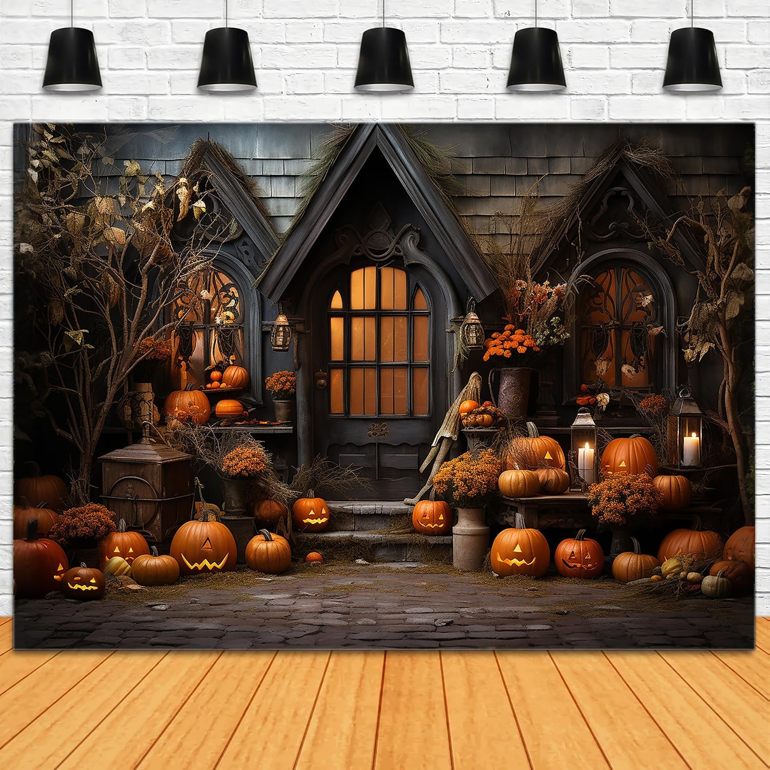 Sfondo Fotografico Con Candele Di Zucca Di Halloween RR7-110