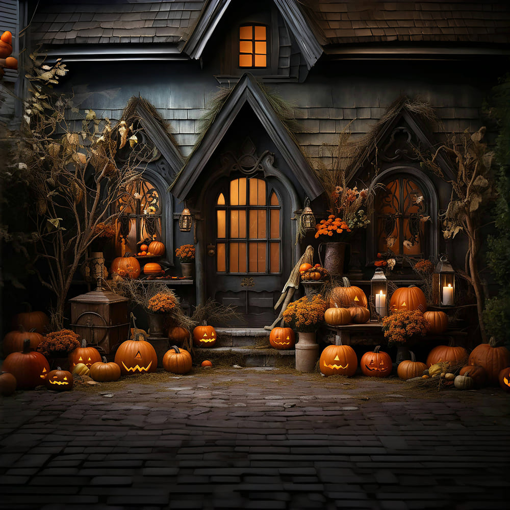Sfondo Fotografico Con Candele Di Zucca Di Halloween RR7-110