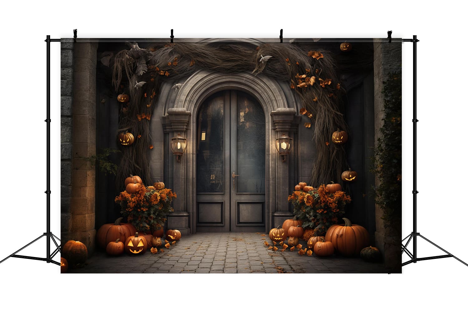 Sfondo Di Halloween Con Zucche Per Porta Della Villa RR7-113