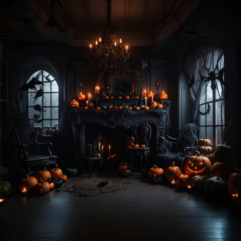 Sfondo Di Candele Di Zucca Per La Stanza Di Halloween RR7-114