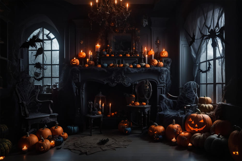 Sfondo Di Candele Di Zucca Per La Stanza Di Halloween RR7-114