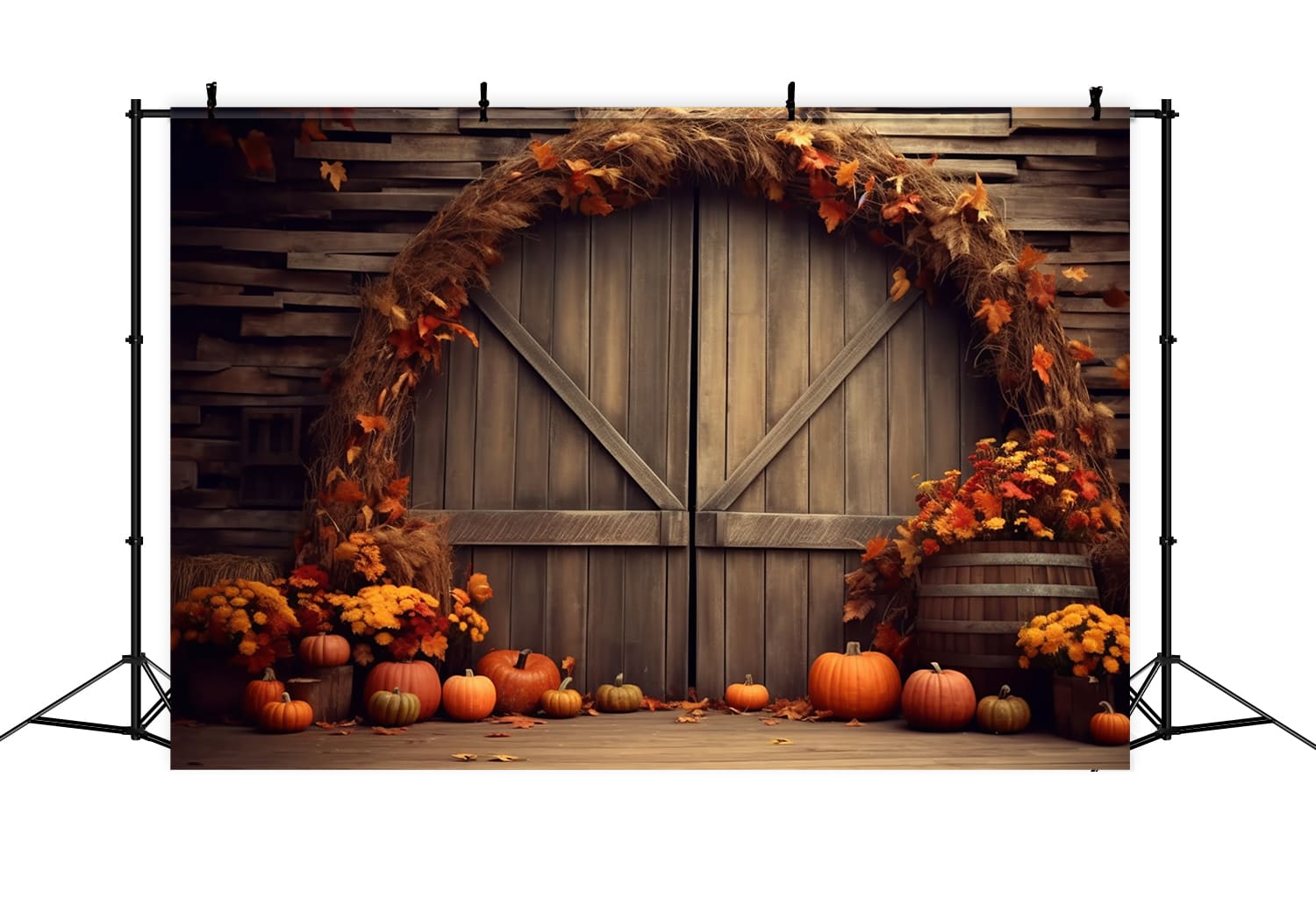 Sfondo Autunnale Con Foglie D'Acero E Zucche RR7-127