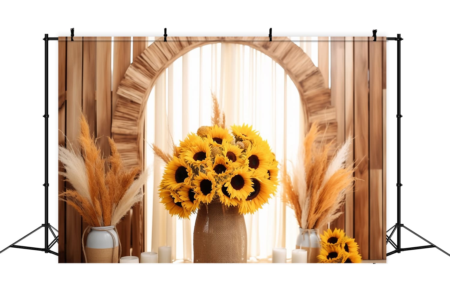 Sfondo Autunnale Con Bouquet Di Semi Di Girasole Essiccati RR7-128