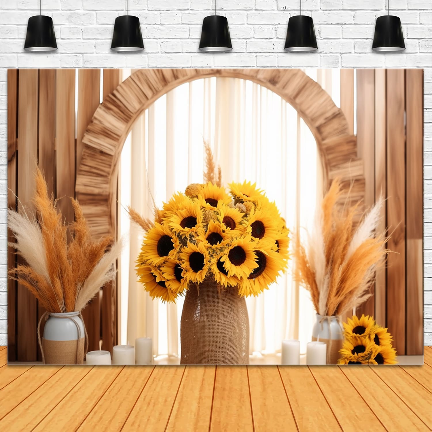 Sfondo Autunnale Con Bouquet Di Semi Di Girasole Essiccati RR7-128