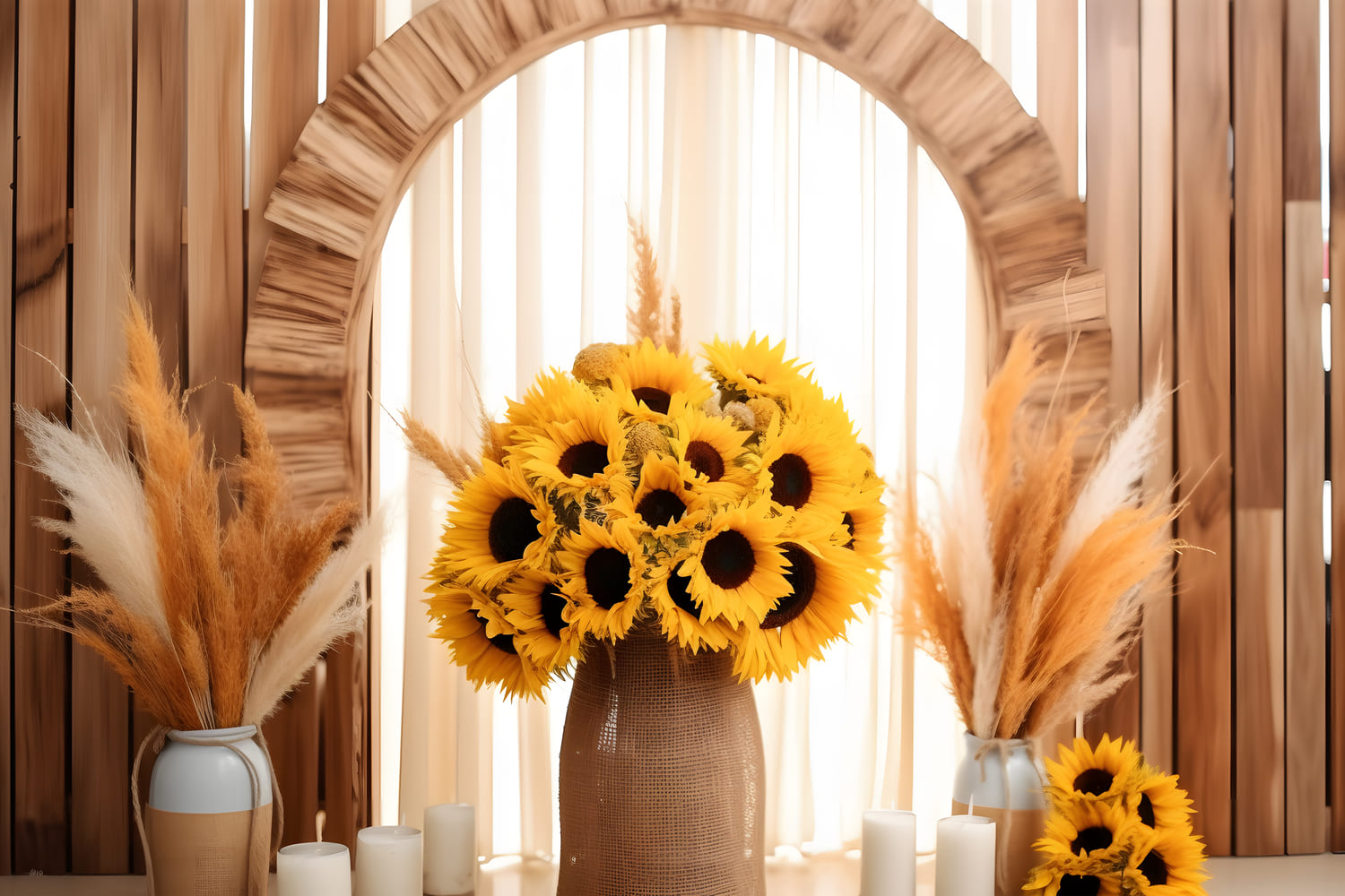Sfondo Autunnale Con Bouquet Di Semi Di Girasole Essiccati RR7-128