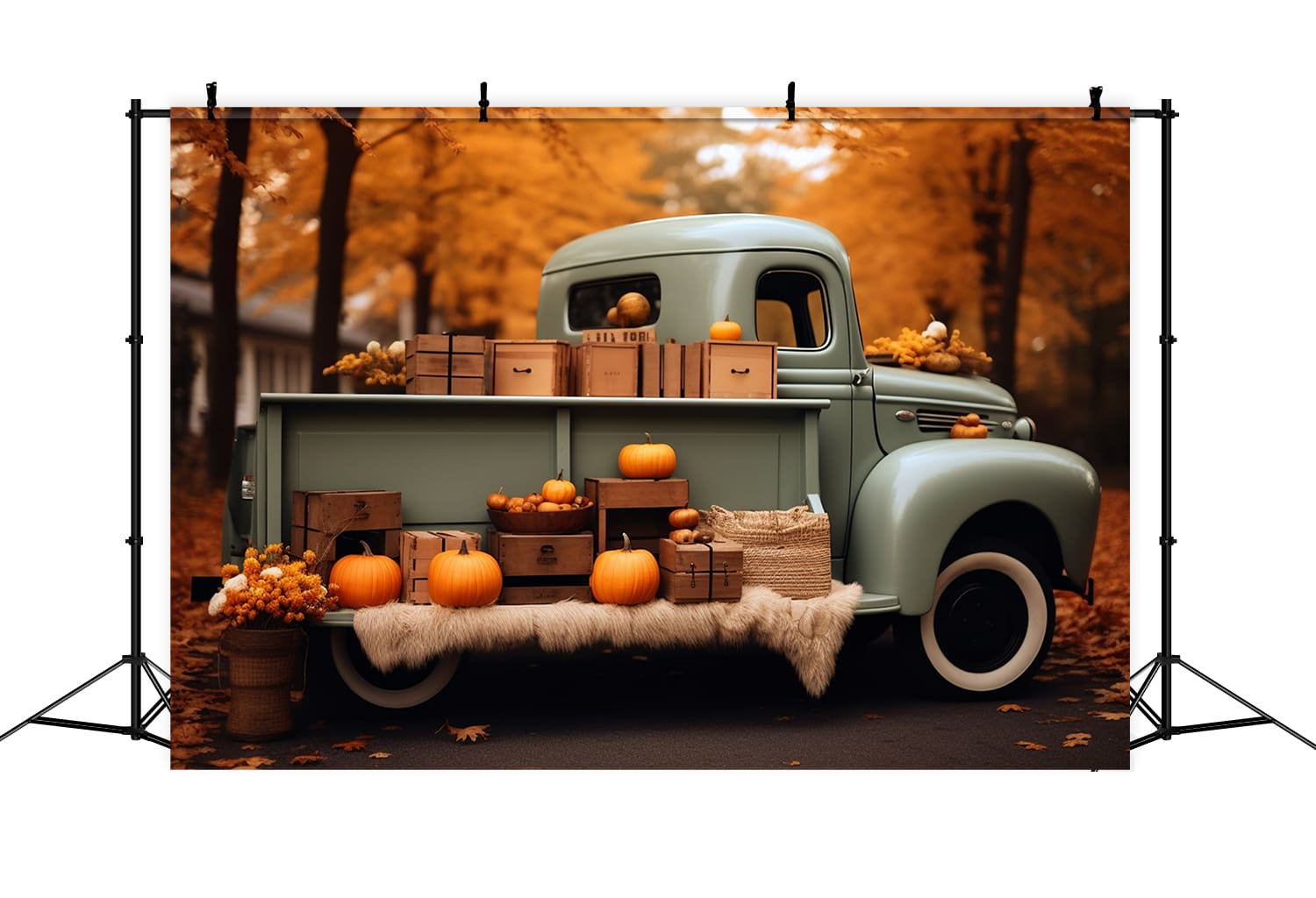 Sfondo Di Camion Retro Raccolta Foresta Autunnale RR7-159