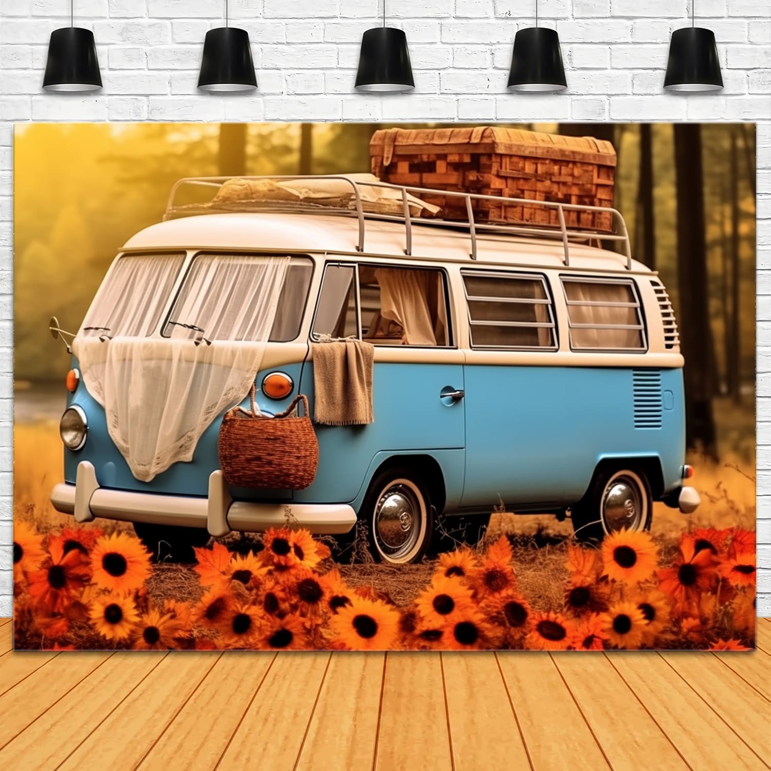Sfondo Autunno Girasole Blu Bianco Autobus RR7-163