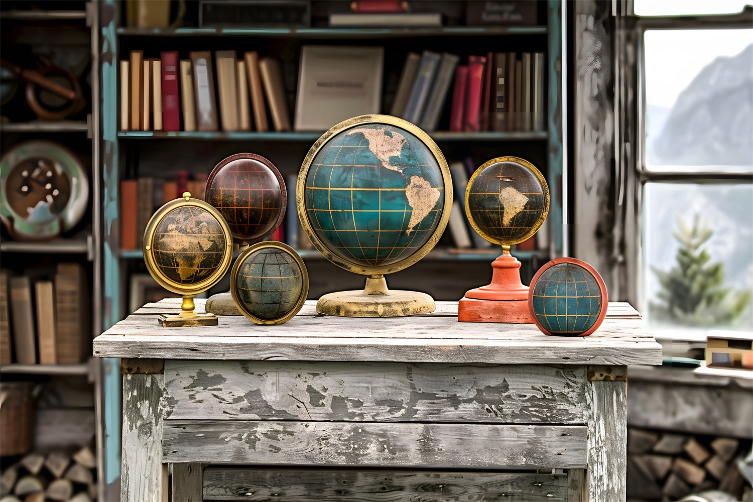 Globo Vecchia Scrivania Ritorno A Scuola Sfondo RR7-195