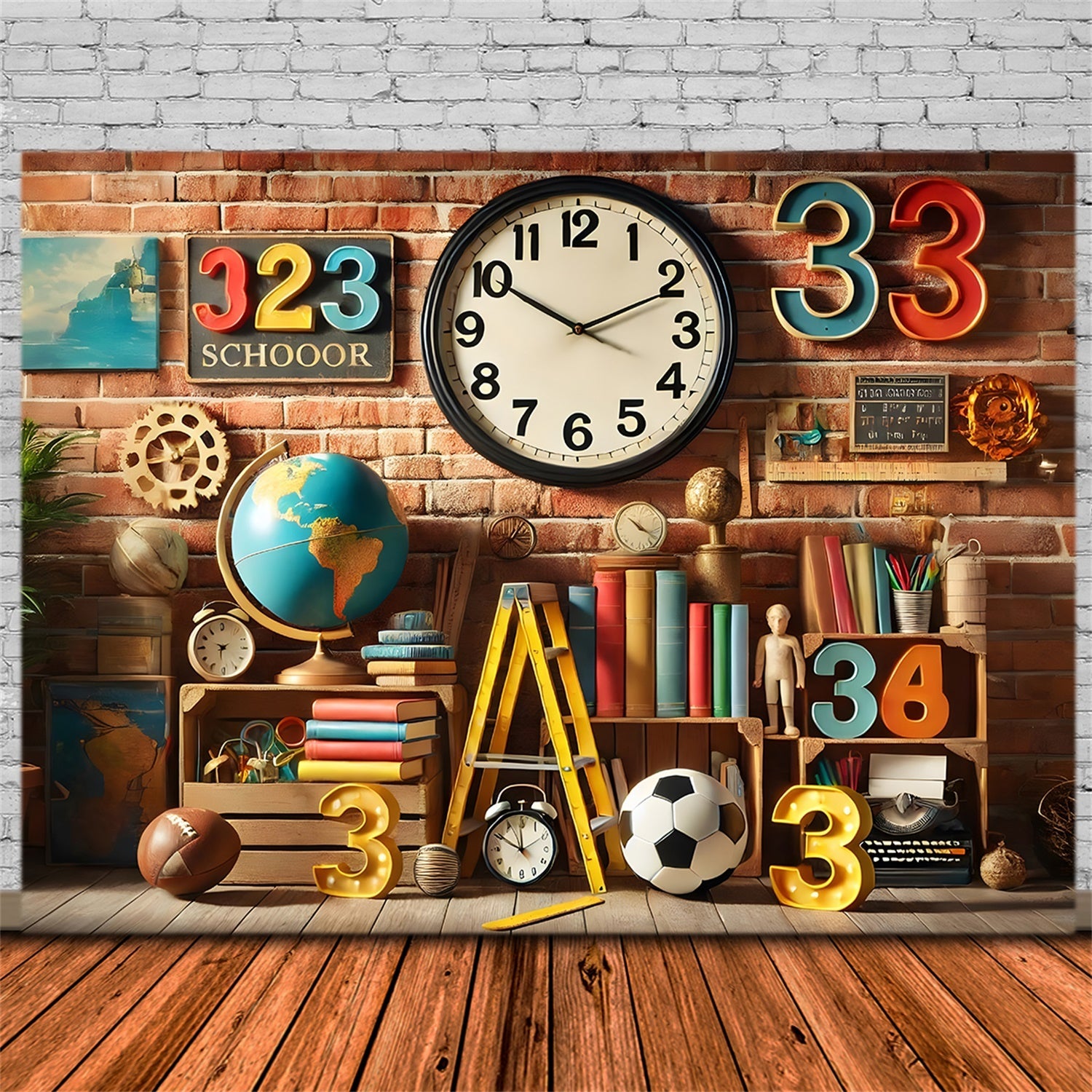 Ritorno A Scuola Numeri Libri Globo Sfondo RR7-209