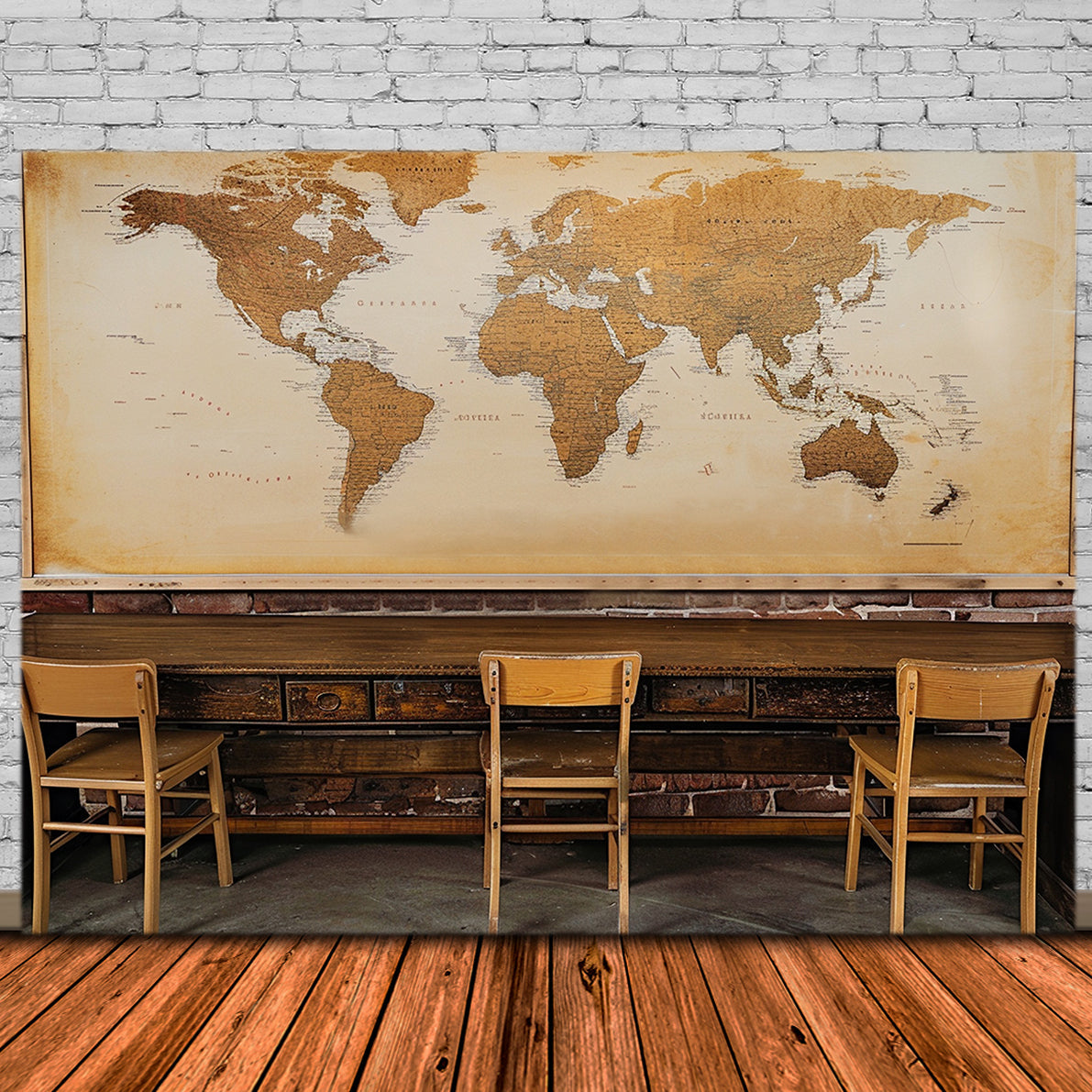 Mappa Del Mondo In Classe Ritorno A Scuola Sfondo RR7-214
