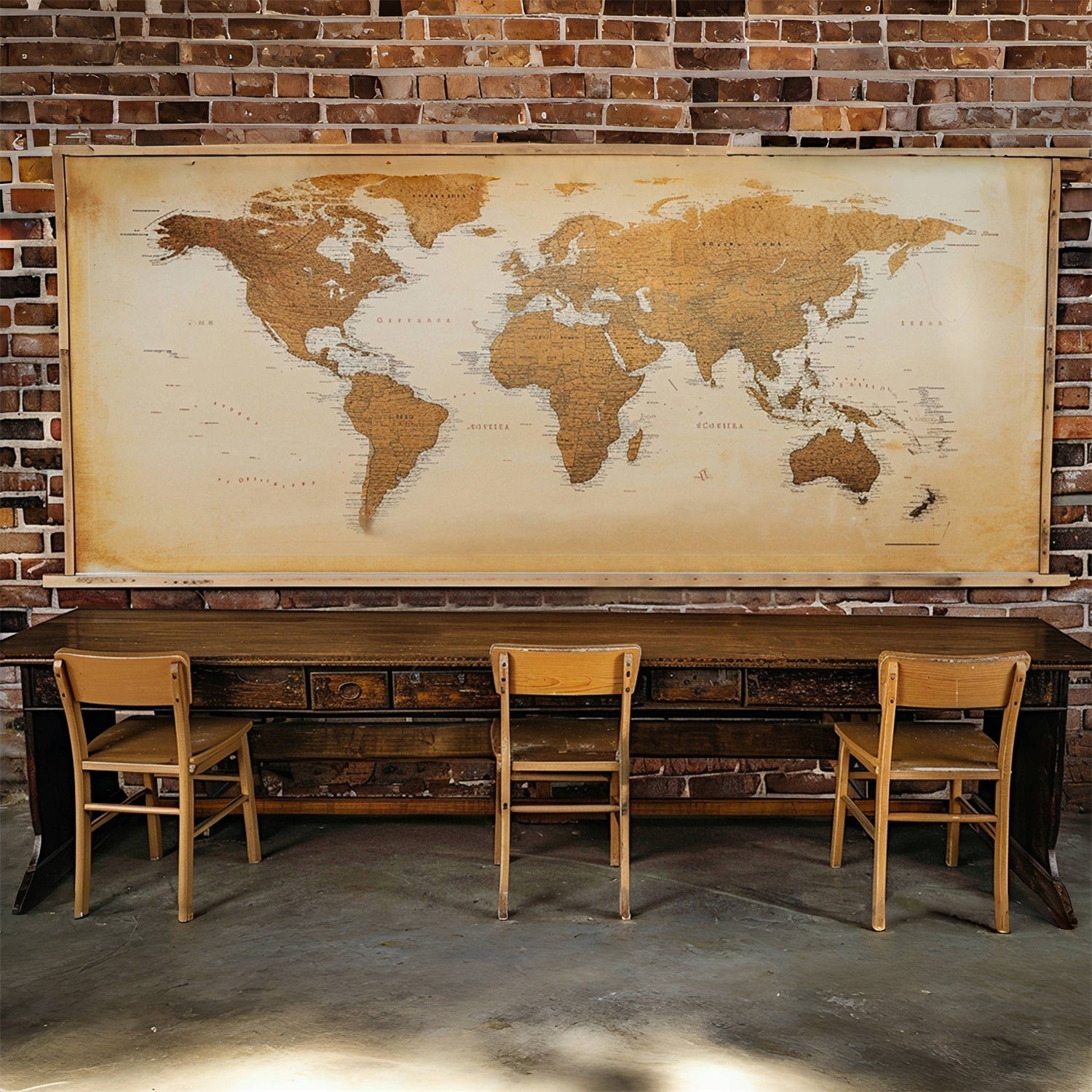 Mappa Del Mondo In Classe Ritorno A Scuola Sfondo RR7-214