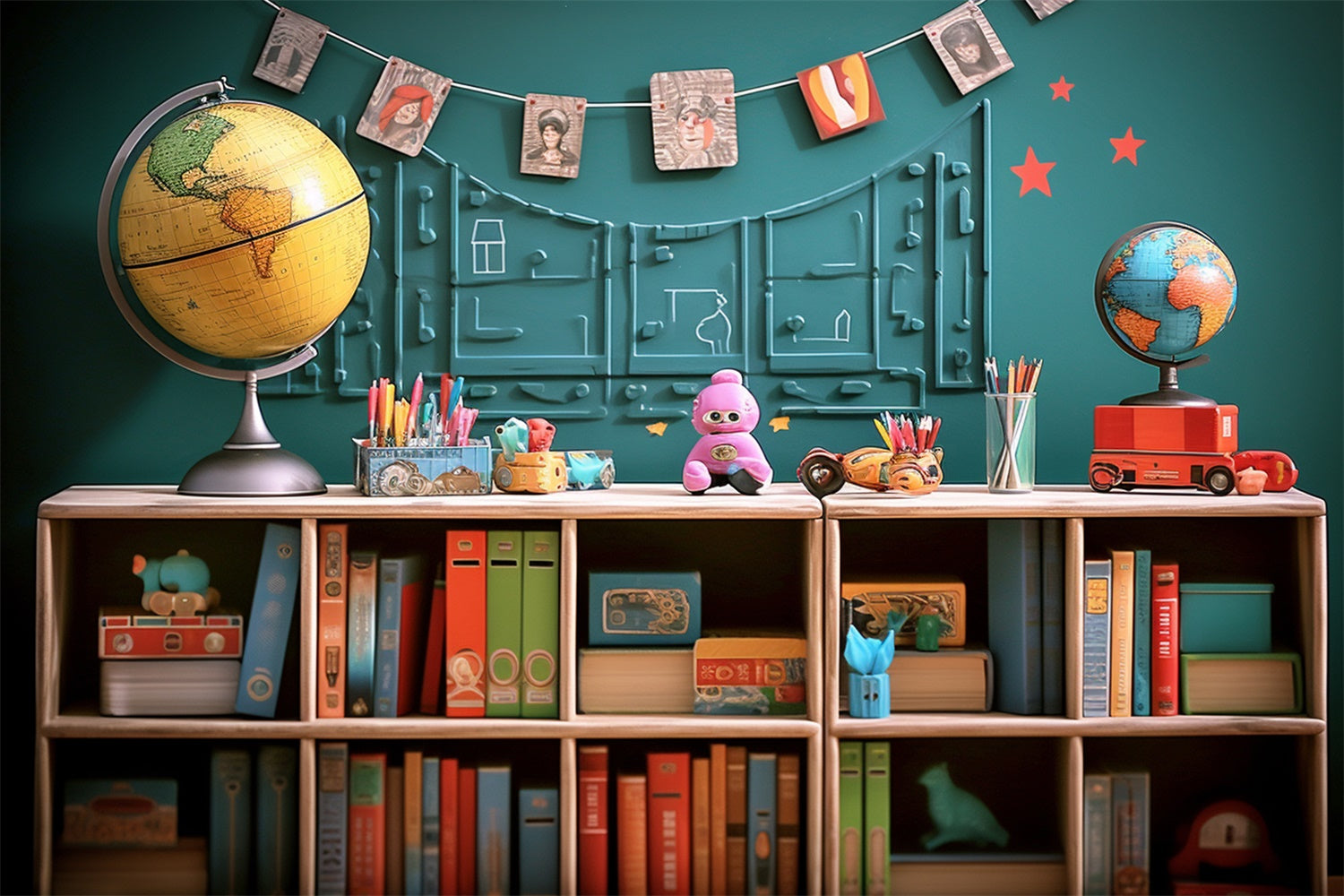 Libri Globe Toys Sfondo Ritorno A Scuola RR7-216