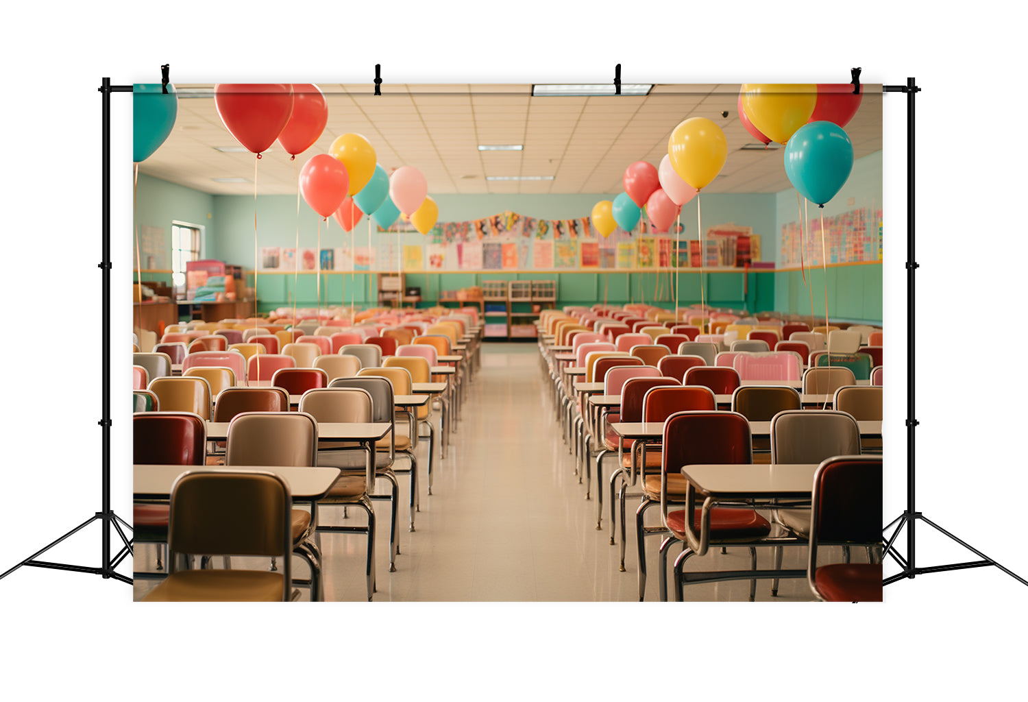 Ritorno A Scuola Banchi Sedie Fondale RR7-217