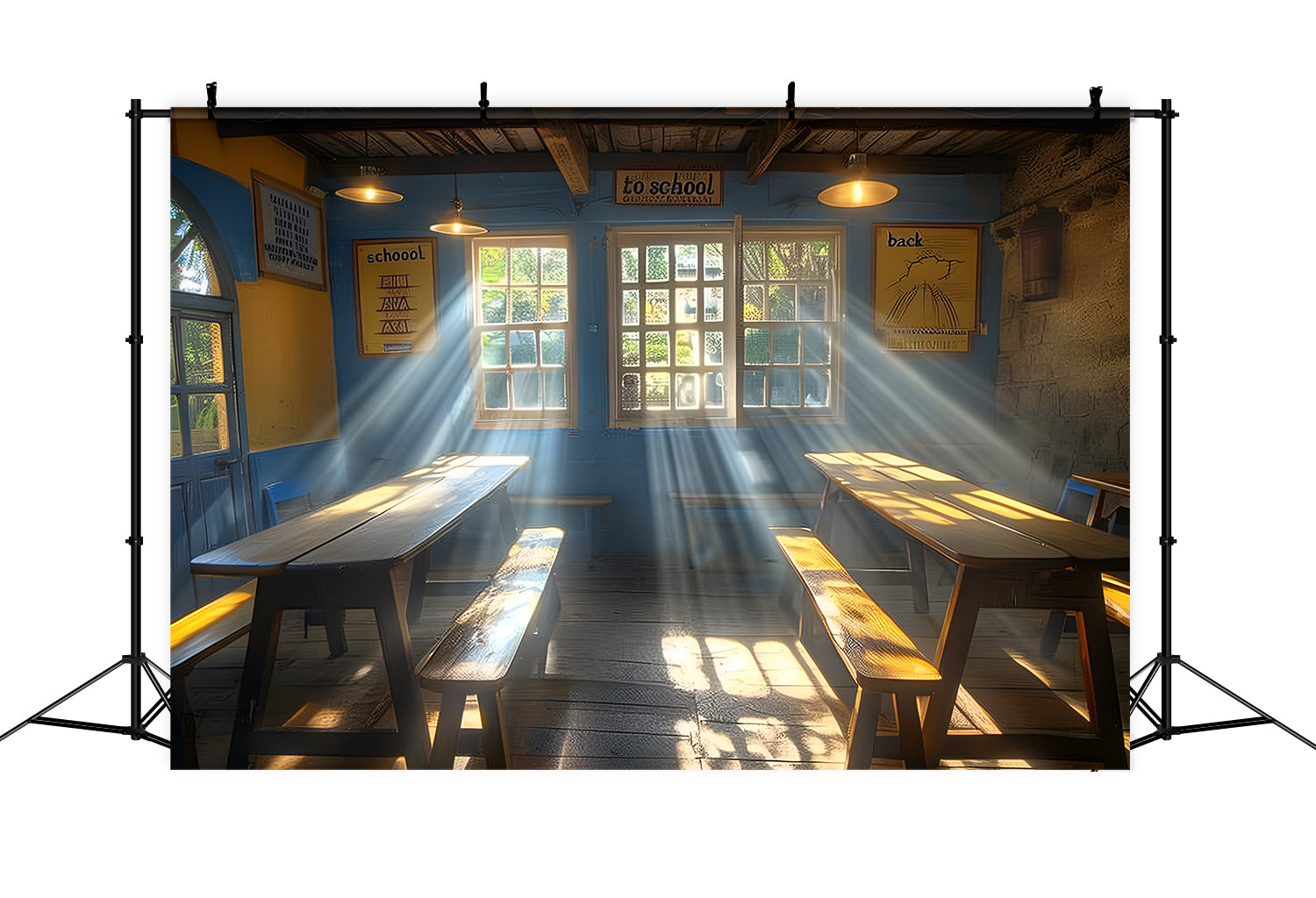 Vecchi Banchi Di Classe Sfondo Per Il Ritorno A Scuola RR7-227