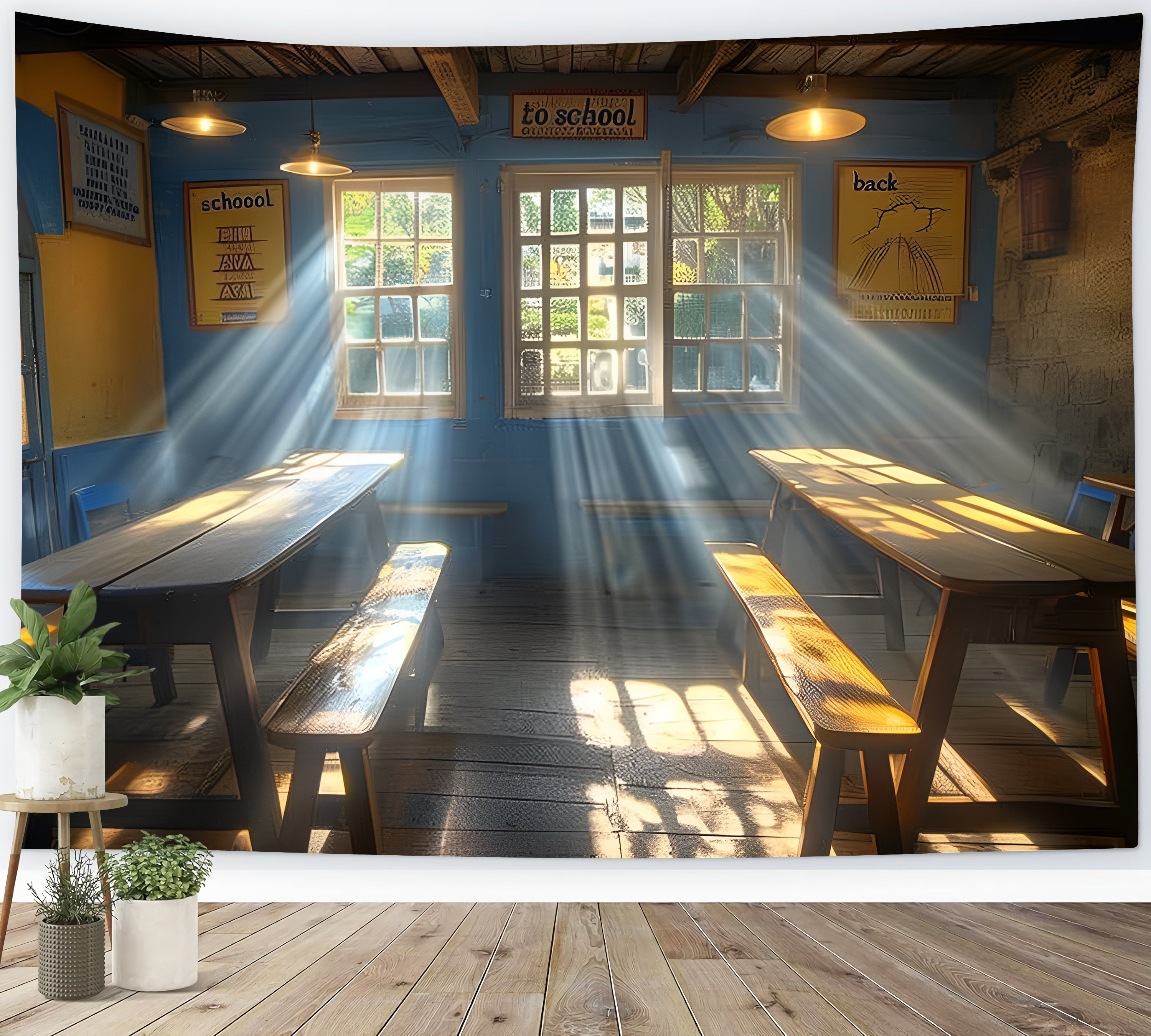 Vecchi Banchi Di Classe Sfondo Per Il Ritorno A Scuola RR7-227