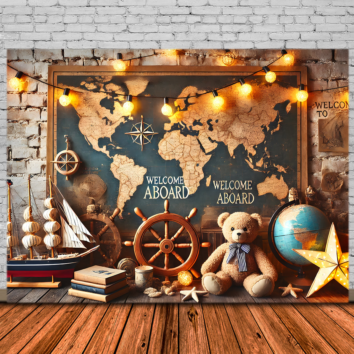 Ritorno A Scuola Mappa Del Mondo Sfondo Barca A Vela RR7-244