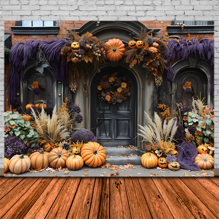 Sfondo Elegante Porta Lanterne Zucca Di Halloween R7-255