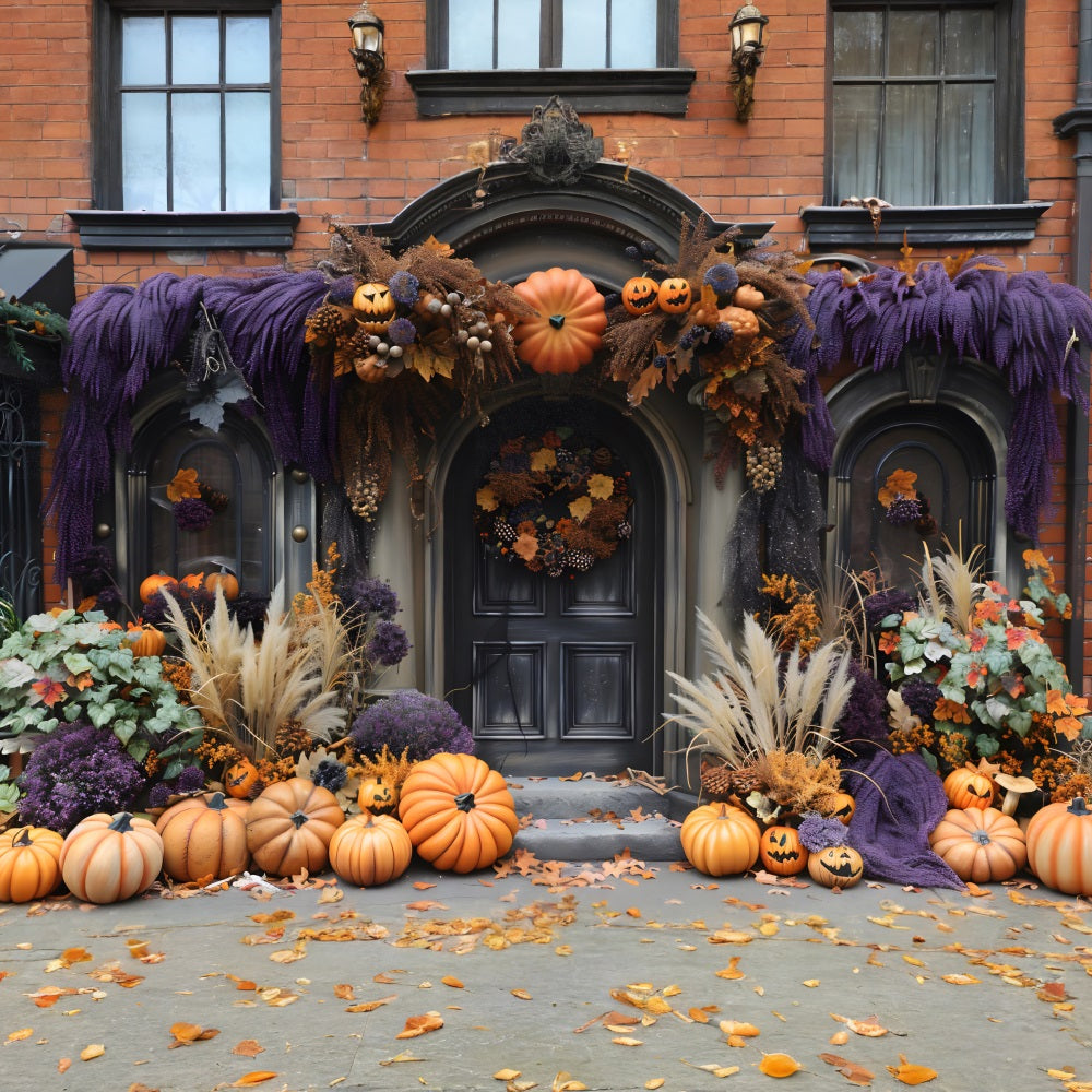 Sfondo Elegante Porta Lanterne Zucca Di Halloween R7-255