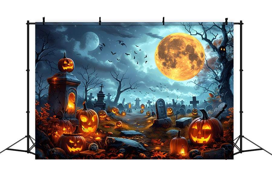 Sfondo Del Cimitero Delle Lanterne Della Zucca Di Halloween RR7-258
