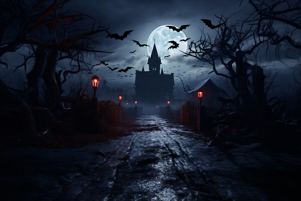 Sfondo Di Case Stregate Di Halloween Spettrale RR7-26