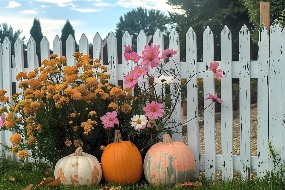 Sfondo Del Recinto Del Giardino Fiorito Di Zucca Autunnale RR7-261