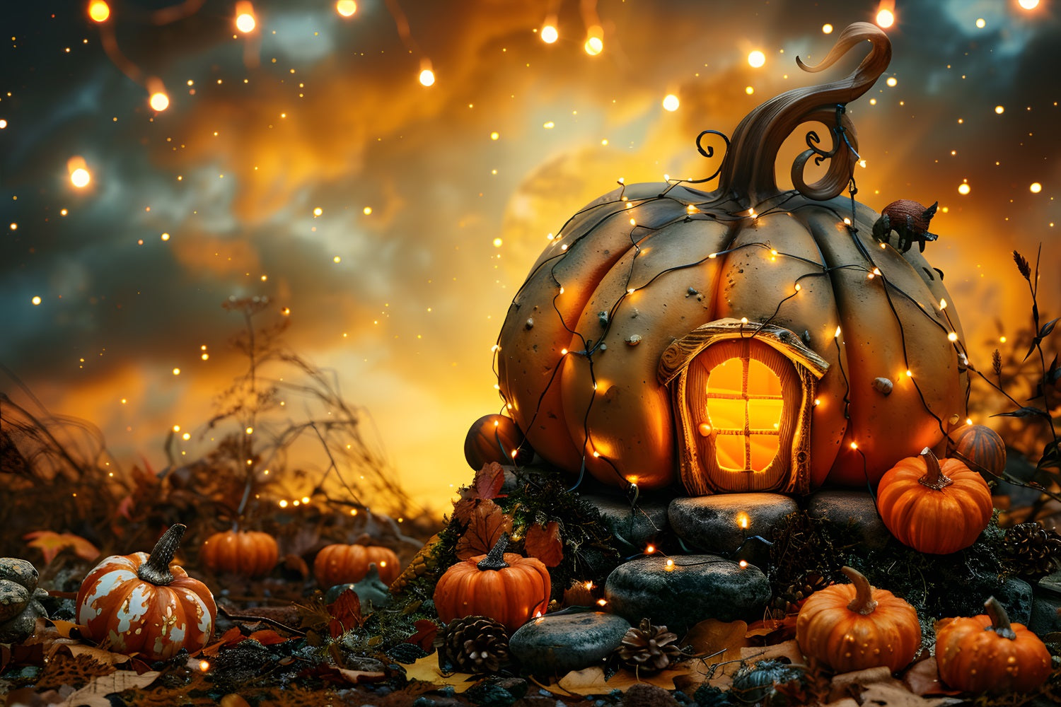 Sfondo Della Casa Delle Zucche Incantate Di Halloween RR7-265