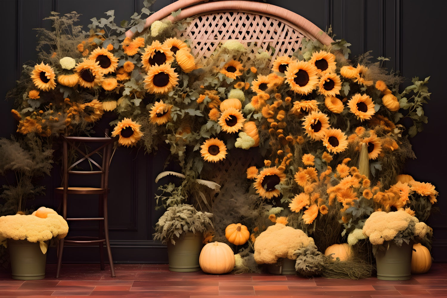 Sfondo Autunno Girasole Zucca Arco RR7-268