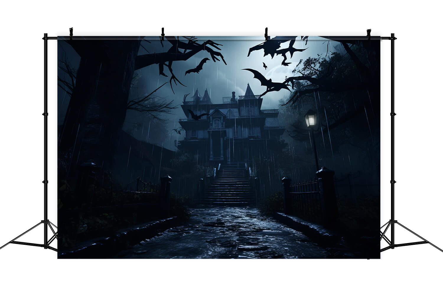 Sfondo Fotografico Della Casa Dei Fantasmi Della Notte Di Halloween RR7-27