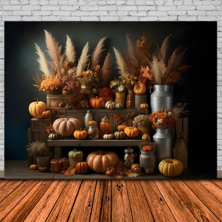 Sfondo Floreale Rustico Di Zucca Raccolta Autunnale RR7-270