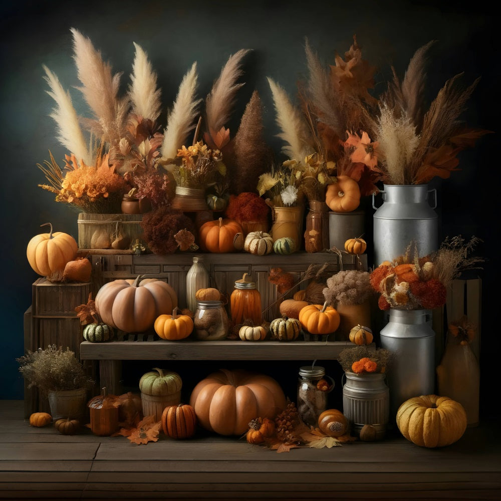 Sfondo Floreale Rustico Di Zucca Raccolta Autunnale RR7-270