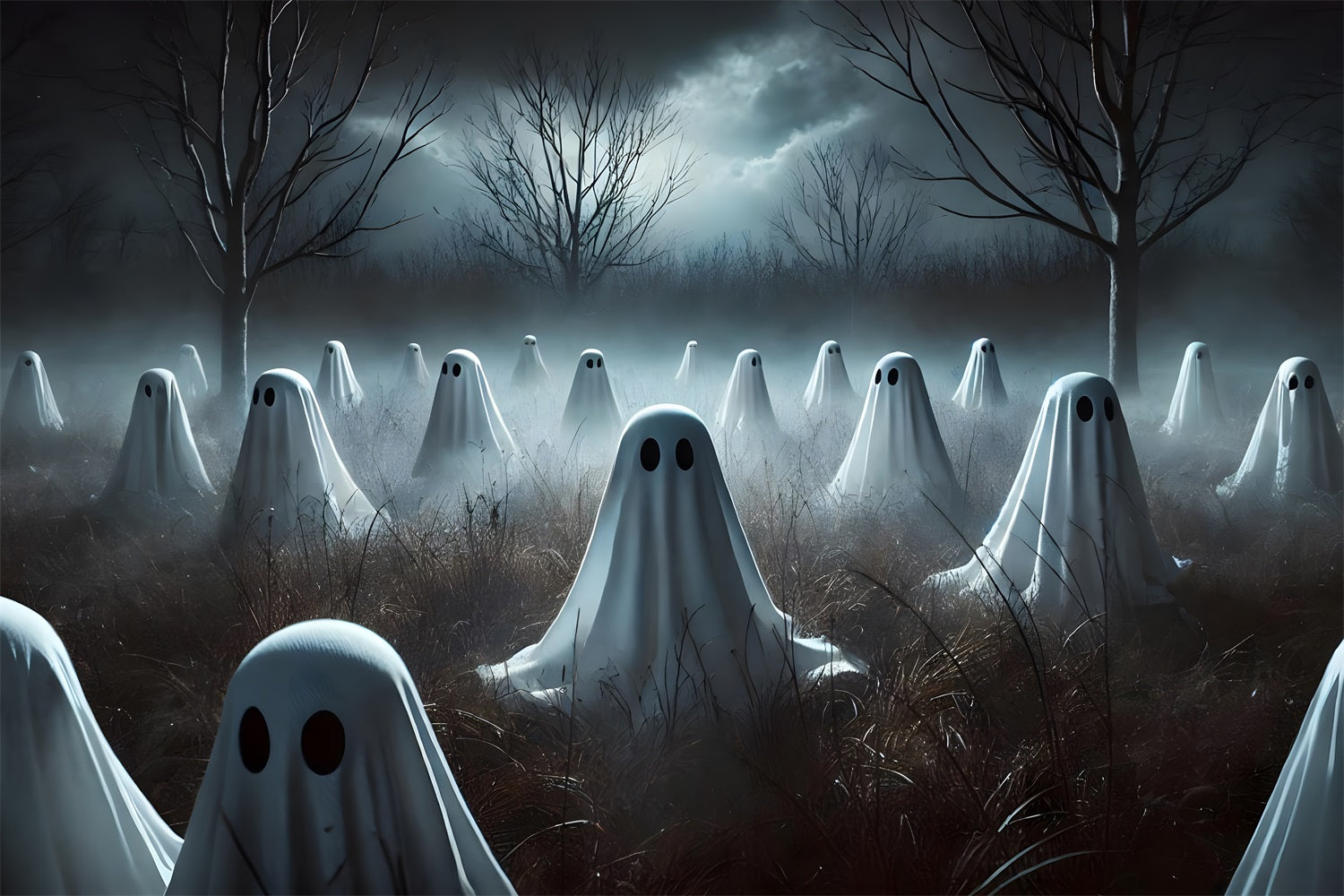 Sfondo Di Mezzanotte Del Campo Spettrale Di Halloween RR7-273