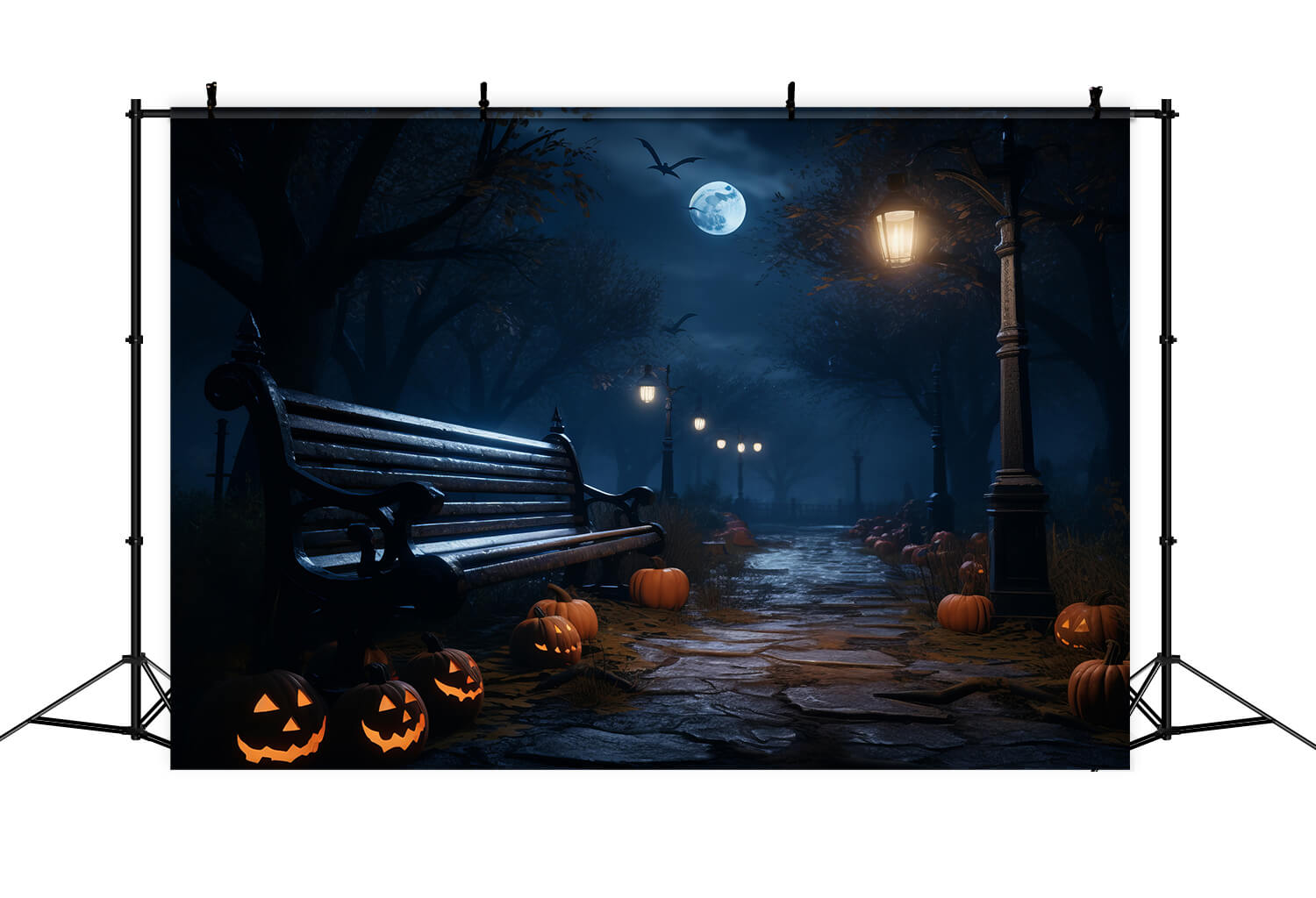 Sfondo Di Lanterne Di Zucca Al Chiaro Di Luna Di Halloween RR7-32
