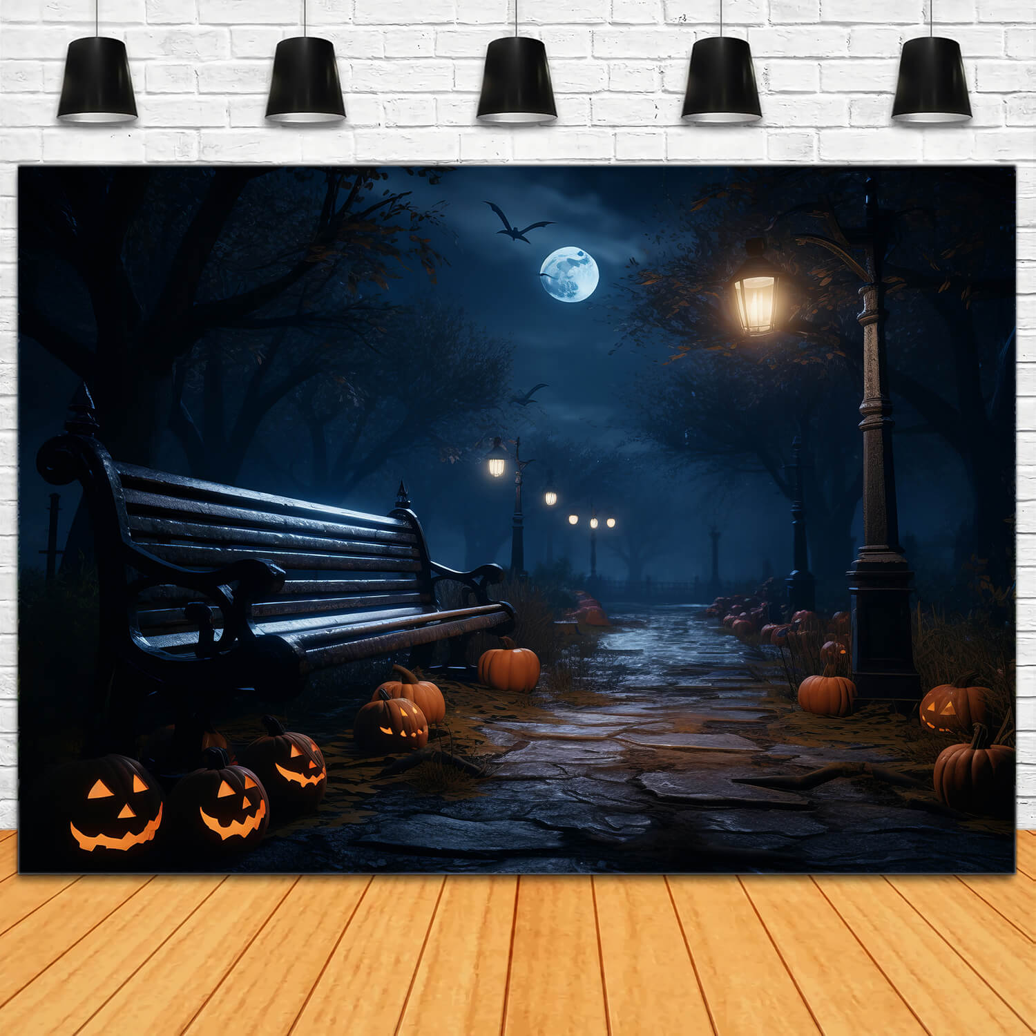 Sfondo Di Lanterne Di Zucca Al Chiaro Di Luna Di Halloween RR7-32