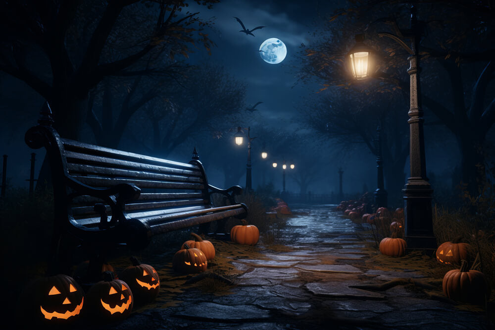Sfondo Di Lanterne Di Zucca Al Chiaro Di Luna Di Halloween RR7-32