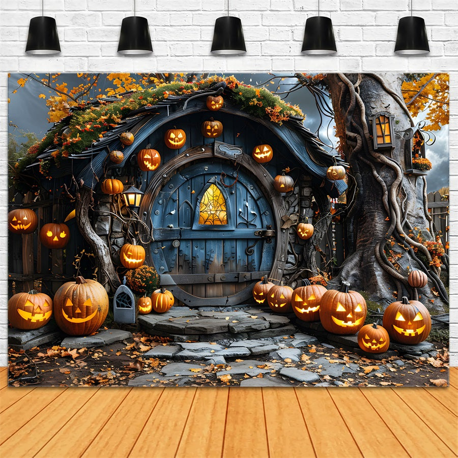 Sfondo Della Porta Incantata Vuota Della Zucca Di Halloween RR7-321