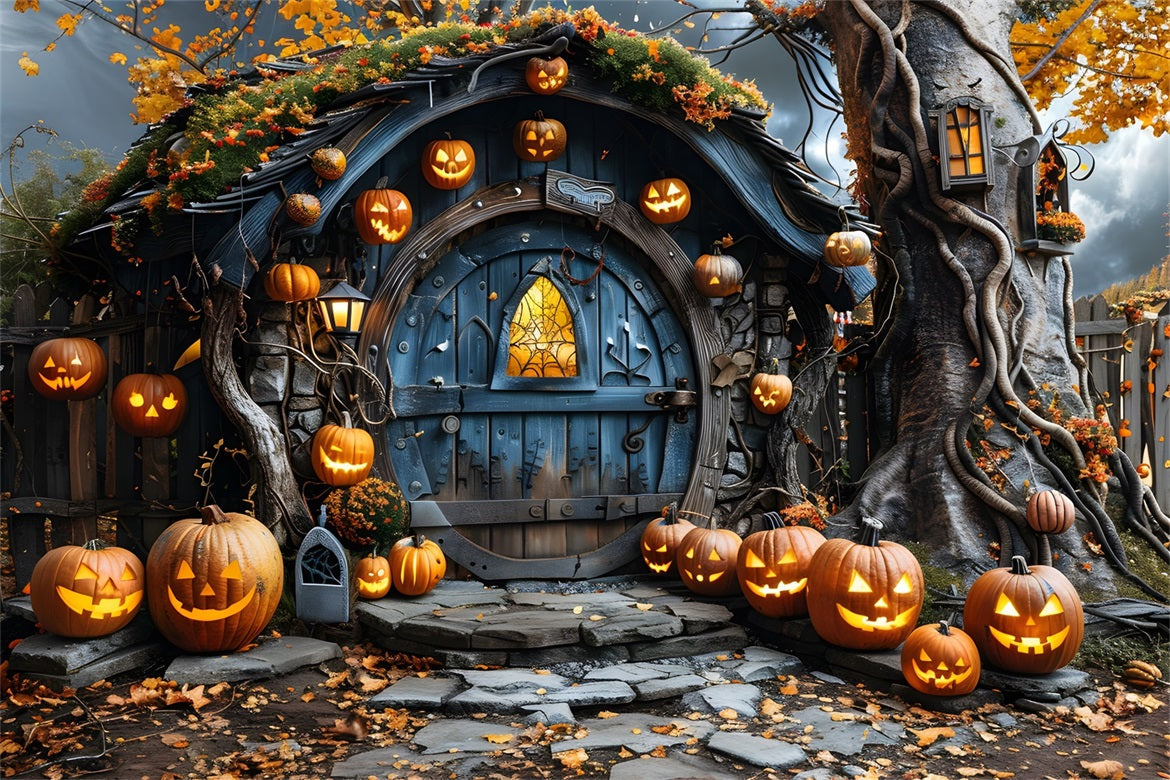 Sfondo Della Porta Incantata Vuota Della Zucca Di Halloween RR7-321