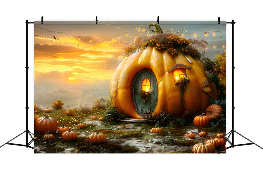 Sfondo Tramonto Autunno Cottage Zucca RR7-324