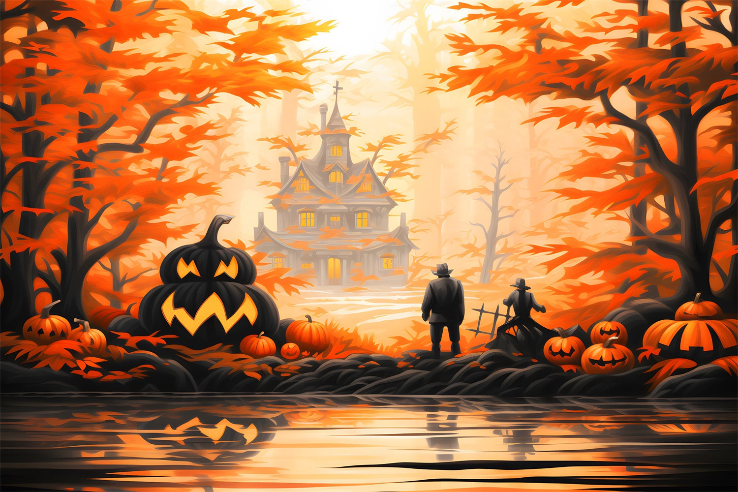 Sfondo Della Villa Della Foresta Incantata Di Halloween RR7-328