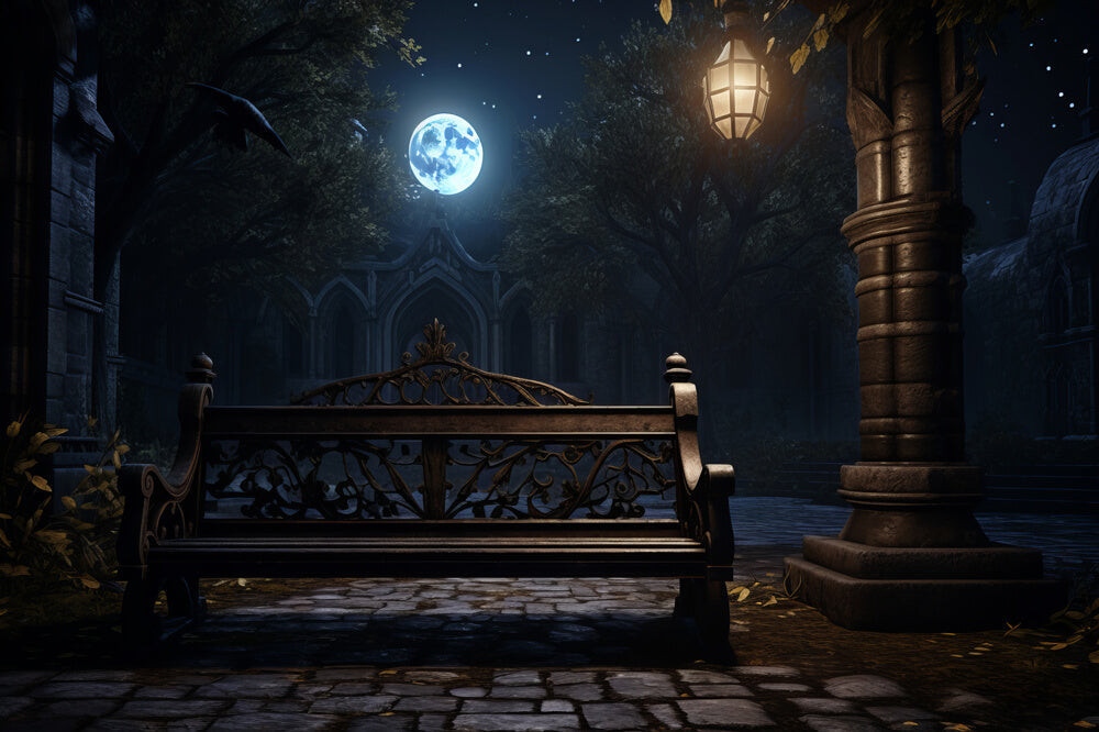 Sfondo Fotografico Notturno Al Chiaro Di Luna Di Halloween RR7-33