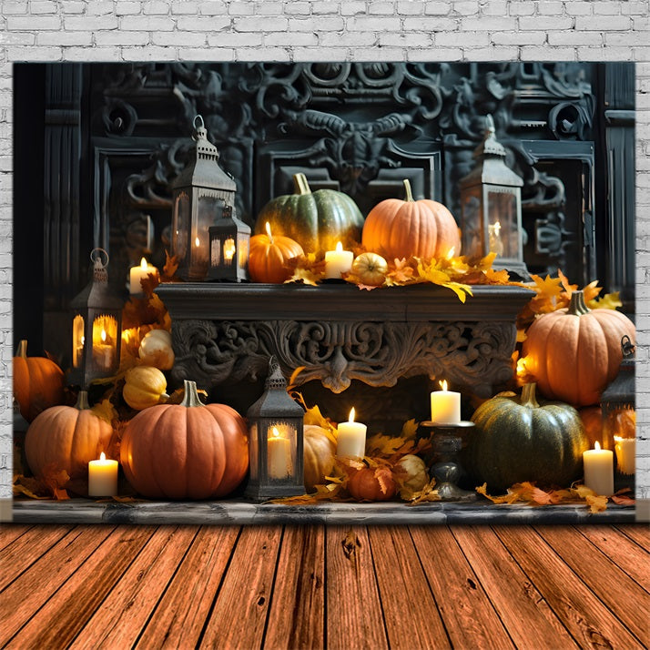 Sfondo Ornato Con Visualizzazione Della Lanterna Della Zucca Di Halloween RR7-330