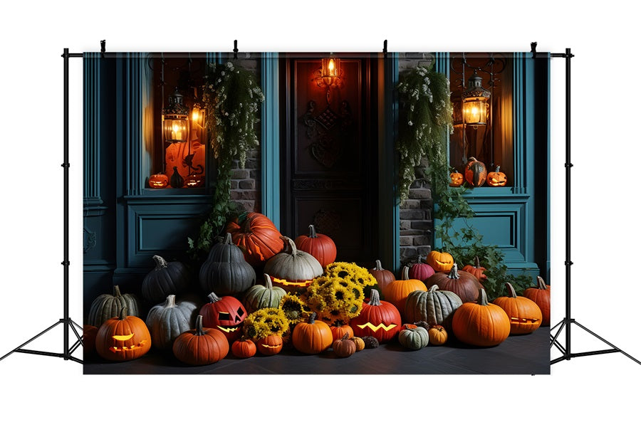 Fondale Per Esposizione Del Portico Della Zucca Della Lanterna Di Halloween RR7-338